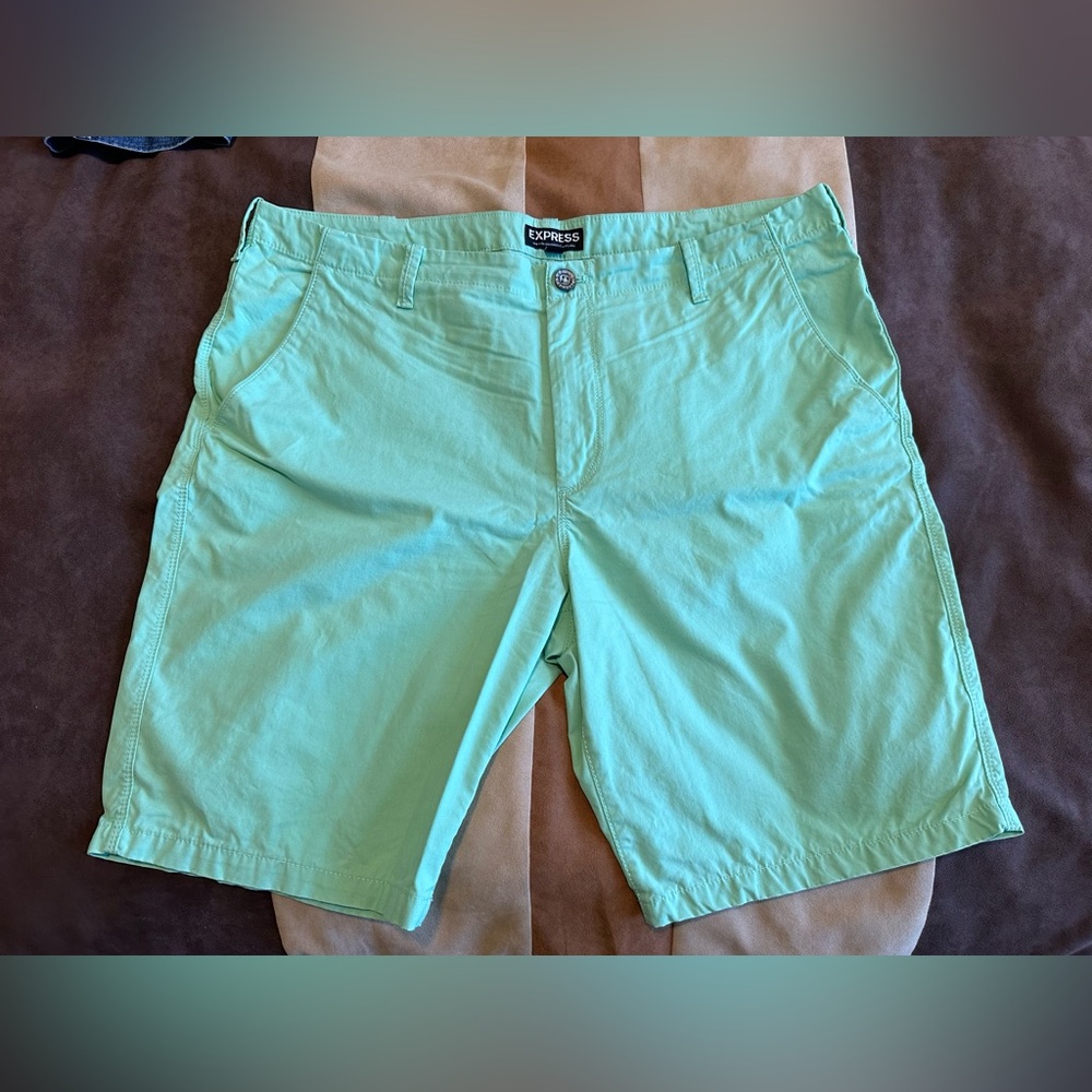Express men’s flat front chino shorts size 38 seafoam green/turquoise